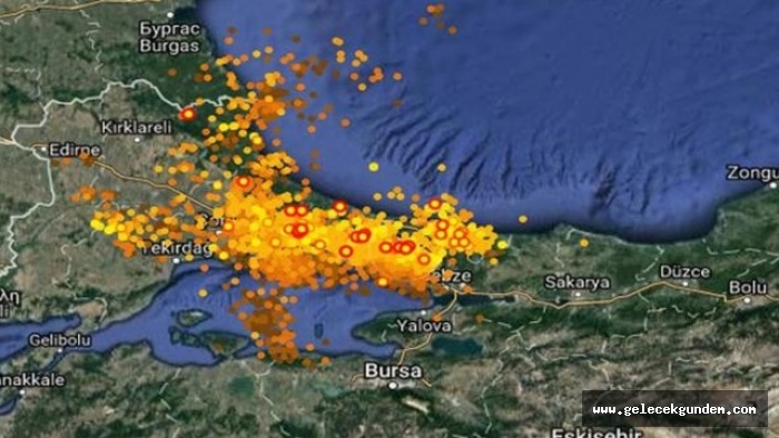 İstanbul'daki şimşekler haritada böyle görüntülendi