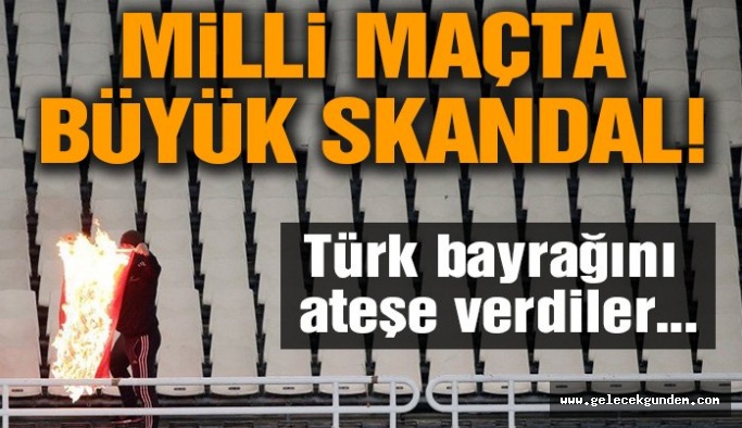 Tribünde Türk bayrağını ateşe verdiler!