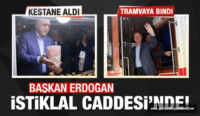 Cumhurbaşkanı Erdoğan, Beyoğlu'nda nostaljik tramvaya bindi