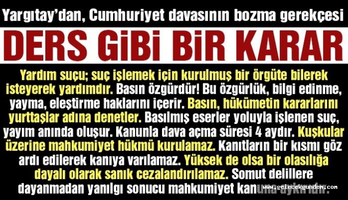 Cumhuriyet davasının gerekçesi tamamlandı