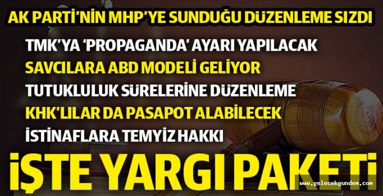 Yargı Paketi Taslak metinde MHP Genel Başkanı Devlet Bahçeli’nin ‘af’ çağrısıyla gündeme gelen ceza infaz indirimi maddesi yok.