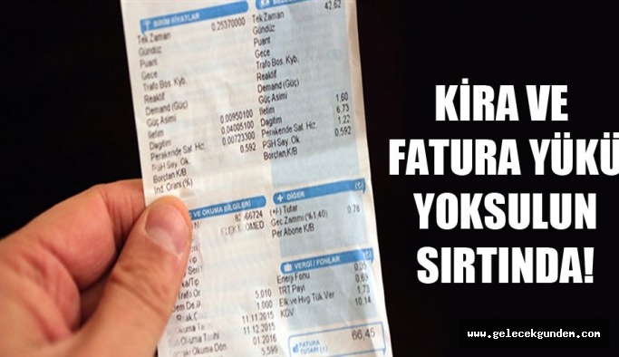 Kira ve fatura yükü yoksulun sırtında!
