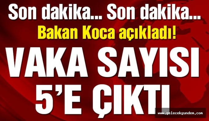 Türkiye'de koronavirüs vakası 5'e yükseldi