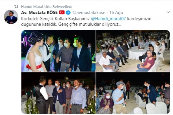Bu kadar da olmaz... AKP'li Başkanın düğününde salgın önlemini hatırlatan polisi sürdüler... O isim de virüse yakalandı
