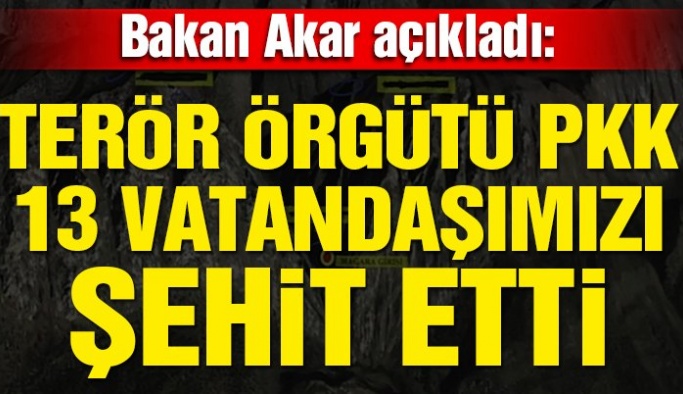 Terör örgütü PKK 13 vatandaşımızı şehit etti