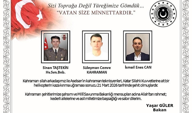 Katar'da helikopter düştü: 2 ASELSAN ve 1 TSK mensubu şehit oldu